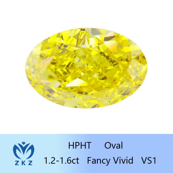 Quality Oval Cut  HPHT Lab Created Yellow Diamond 1.2ct-1.6ct IGI Certificate wholesale