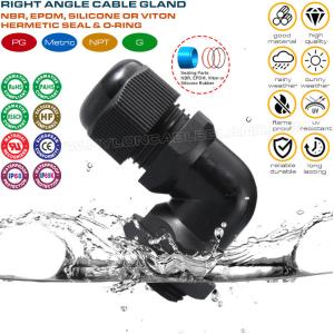 IP68 Right Angle (Elbow) Plastic Cable Glands PG9~PG29 / M16~M32 / NPT3/8"~NPT1"
