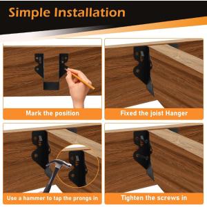 2x4 Joist Hangers Hurricane Ties for Rafters Tie Brackets Black Powder Coating