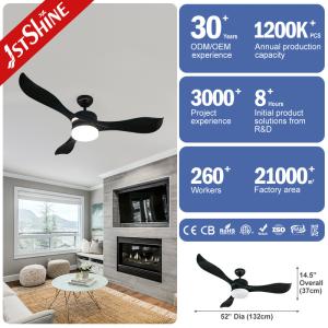 33.3W 52inch 5 Speed Remote Control Plastic LED Ceiling Fan With Light