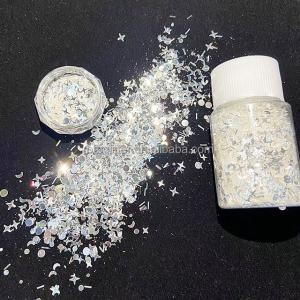 Cheap Solvent Resistant Flax Flash Mirror Silver High Flash Silver Anomalous Star Moon Quadpoint Star Mixed Glitter 180-200°C for sale