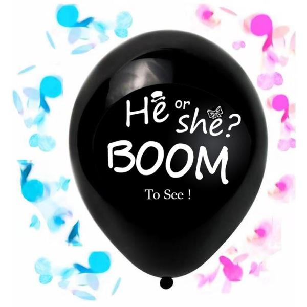Quality 2x Giant Black Latex Gender Reveal Confetti Balloon wholesale