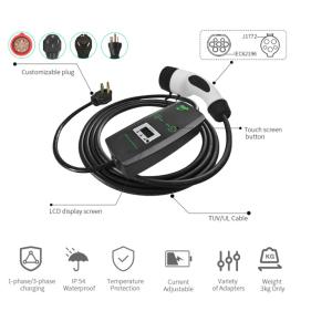 Environmental Performance Portable EV Charger Type 1 Type 2 Temperature 30℃~+50℃