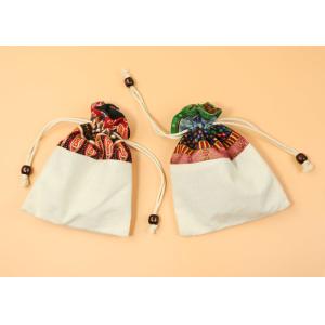 Wooden Bead Drawstring Splicing Recyclable Canvas Drawstring Bag