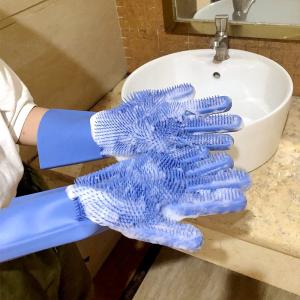 China 2018 high quality durable soft best seller in amazon accessory kitchen household silicone washing rubber gloves on sale