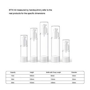 15ml 30ml 50ml Airless Pump Bottles Plastic Vacuum Transparent Pump Bottle