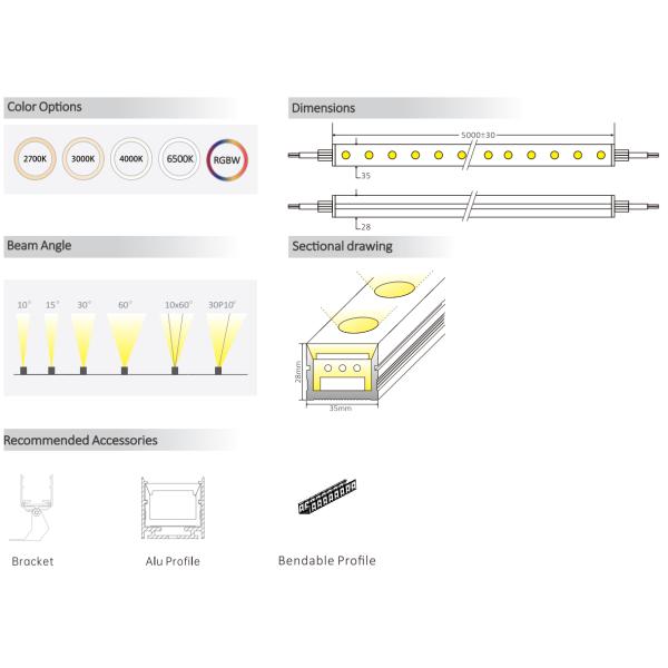 3528 RGBW LED Wall Washer Light 10° 15° 30° 60° 10x60° 30P10° 24V