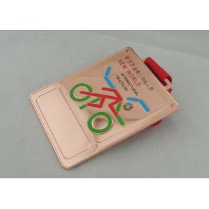 Copper Ribbon Medals With Printing Ribbon And Soft Enamel For Triathlon Medal