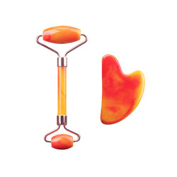 Anti Aging Face Jade Roller Set Rose Quartz Massage Roller