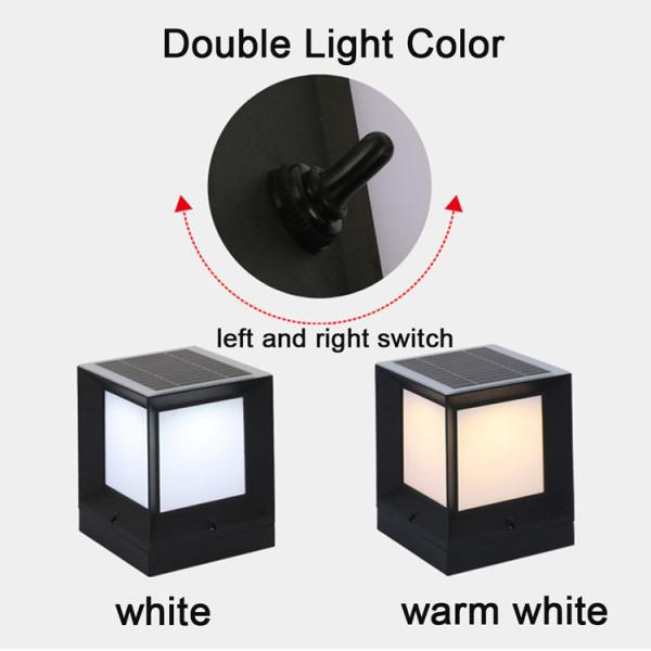 IP67 Aluminum Energy Saving Solar Powered Pillar Lights 6V 2W With Remote Control