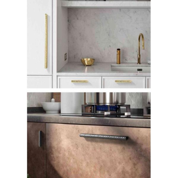 Gold Nordic Kitchen Drawer Wardrobe Brass Pull Handles Embossing Knobs Furniture Cabinets Door Knurling Knurled Handle