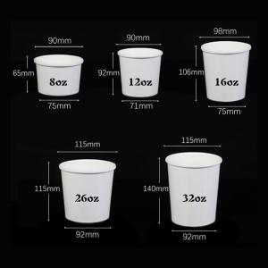 Disposable White Paper Soup Containers Single Wall 300g Kraft Soup Containers