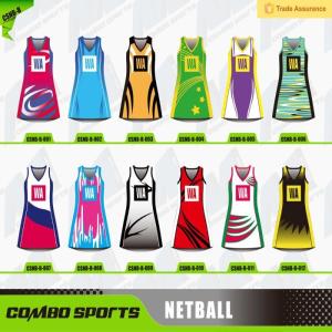 100% Polyester Netball A Line Dress 45cm Neckline Custom Uniforms