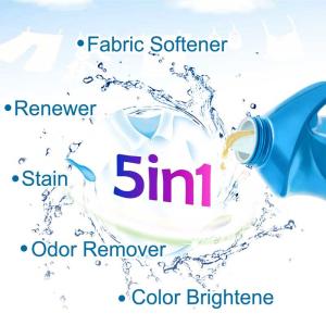 5 in 1 Liquid Laundry Detergent Stain Odor Remover Fabric Softener Color