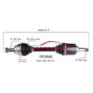 FD10560 Cv Complete Assembly TPEE Boot OE Steel Front Right Cv Axle Shaft