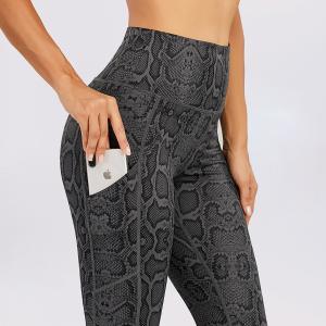 OEM Flatlock Stitching Snakeskin Print Workout Leggings stretchable yoga pants