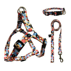 Woven Logo Dog Harness Set Multiple Colour Polyester Dog Harness
