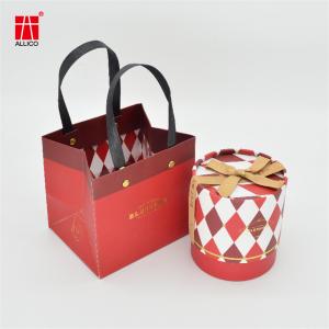 Round 350g 1.5mm Cardboard Gift Boxes With Ribbon Bow On Lid ODM