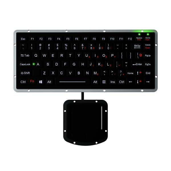 Compact Ruggedized Keyboard IP65 Sealed Touchpad With 2 Mouse Buttons Backlight