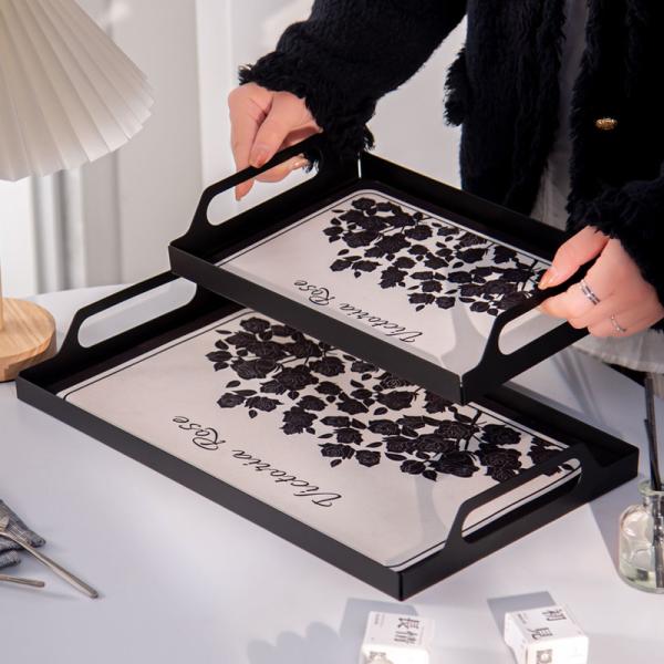 Ramadan Ceramic Tray With Gold Rim Handles Handpainted Eid Al Fitr Porcelain