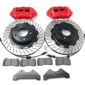 HT250 Floating 4 Pot Brake Kit Rear Aluminum Bracket 330X28mm 20in Wheel