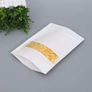 Custom Food Packaging Bag Standup White Kraft Paper Zipper Bag with Window for