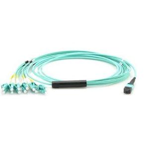 OM3 Multimode Breakout MTP MPO Fiber Cable OFNR 10GB Aqua Jacket