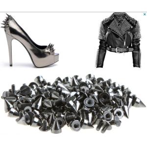 9.5mm Black Color Metal Bullet Rivet Spikes Stud Punk