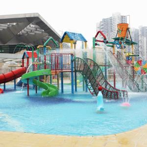 China Commercial Fiberglass Water Slides Aqua Playground Of Interactive Water House on sale