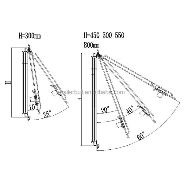 60 Degree Standard Opening Position Window Frame for EV EuroVision RV Aluminum Alloy