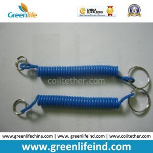 Simple Design Blue Spring String Coiled Key Chain Lanyard Holder