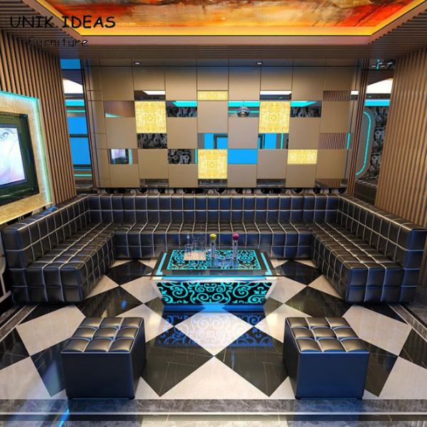 Quality 11  10 Seater Blue Black U Shaped Sectional Sofa With Recliners Led Cube Table wholesale