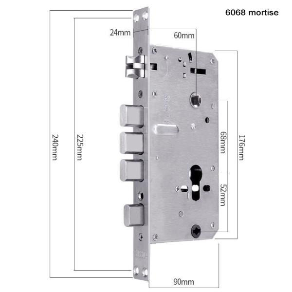 Stainless Steel Smart Mortise Lock With Digital Finger Print Key Card