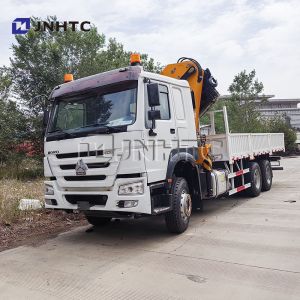 China HOWO 6x4 400HP Cargo Truck Crane Lorry Truck Mounted With 14T Crane to Africa on sale