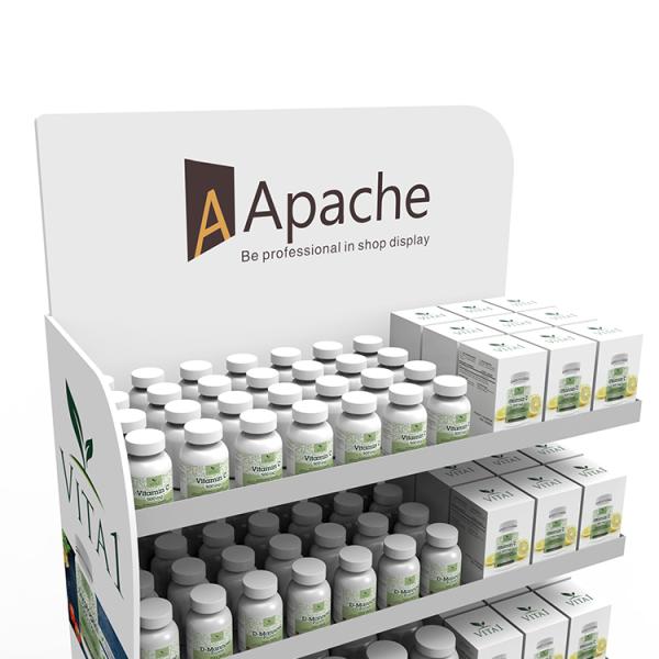 Drug Pharmacy Display Stand Wood Medicine Display Rack With Custom Logo