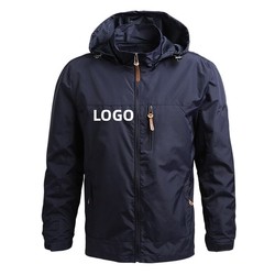 Windproof Outer Wear Apparel Lightweight Polyester Zipper Men Jacket With Hood