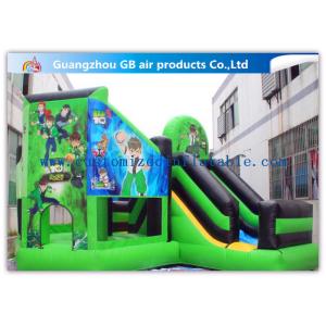 Green Ben 10 Theme Bouncy Castle Slide , Inflatable Jumping Castle For Kids