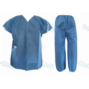 China Short Sleeve Disposable Protective Apparel Over Lock Sewing Scrub Suit With Pocket on sale