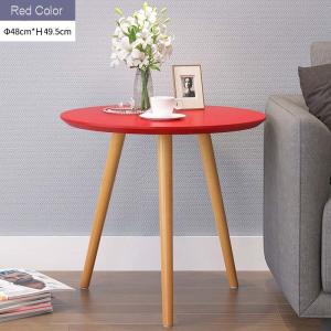 Three Legs Modern Side Tables For Living Room White Desktop & Wooden Leg / White