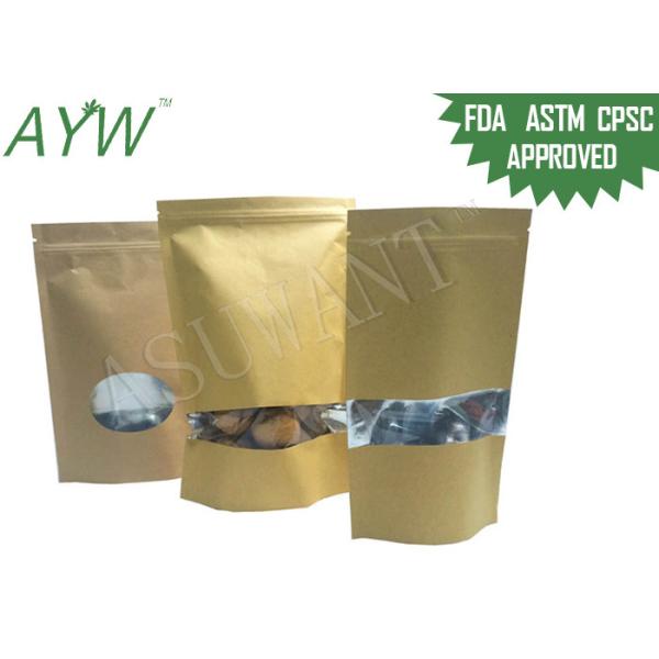 Quality Multi Purpose Kraft Paper k Bag , ASTM Stand Up Kraft Coffee Bags With Valve wholesale