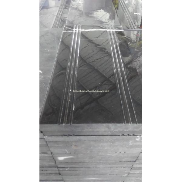 Quality Hunan Ink Black Marble Step With Anti-Slip Lines, Black Marble Stair wholesale