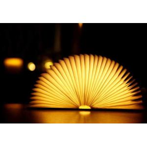 USB Cargeable Foldable Page Wooden Cover Book Shape LED Light For Home