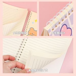 Custom Logo A5 Kawaii Cute Hardback Spiral Coil Notebooks 4pcs Diary with 60