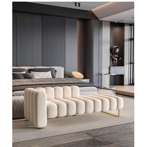 Modern Velvet Fabric Backrest Bedside Stool Bedroom Toffee Chair Lazy Sofa