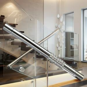 Stylish Stainless Steel Handrails with Crystal Accents for Glass Railing Systems