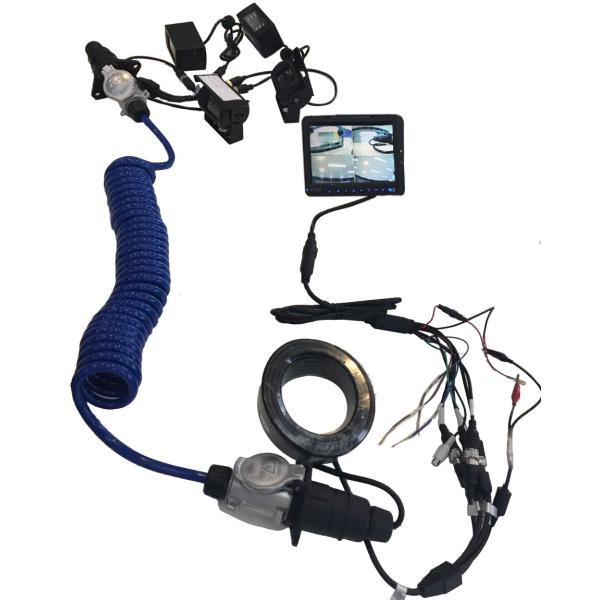 Electrica Coiled Wire Cable 7 Plug To 3 Cameras For Bus Lorry Monitor System