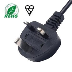 Black UK Power Cord 3 Pin Plug To IEC 320 C13 AC Cable 10A 250V