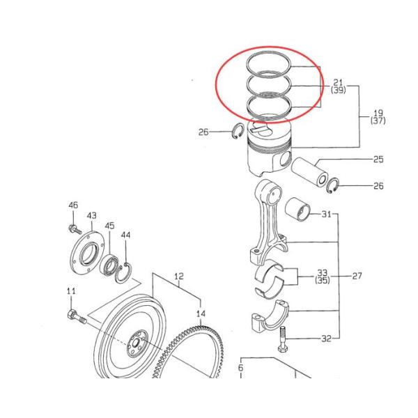 4TNE94 Yanmar Piston Rings / Piston Seal Ring 129901 - 22050 Long Using Life
