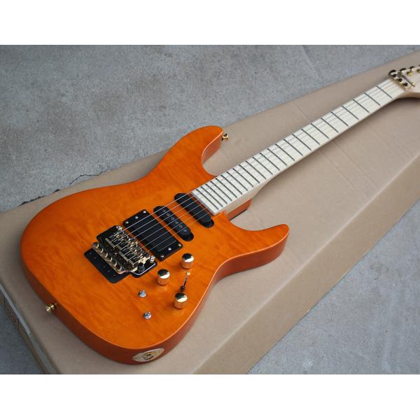 Factory Custom Orange Electric Guitar with Floyd Rose,3 Pickups,No Frets Inlay