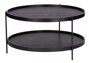 Cheap Modern Apartment Wooden Iron Round Coffee Table Loose Furniture Black White for sale